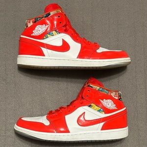 Jordan Men’s High-Top Sneakers in Red and White